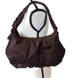 Rainforest Eco Water Resistant Ruched Packable Brown Shoulder Handbag Purse NWT